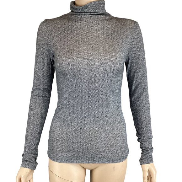 Club Monaco Turtleneck Top Size Medium Julie Houndstooth‎ Womens Wool Blend Gray - Picture 7 of 7